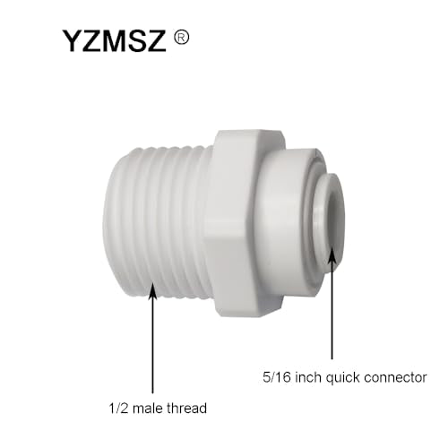 10-Piece 1/2" Male Thread to 5/16" Quick Connect Adapters - Straight RO Water Filter Fittings for Reverse Osmosis System - style: straight male 1/2 to 5/16 o.d.