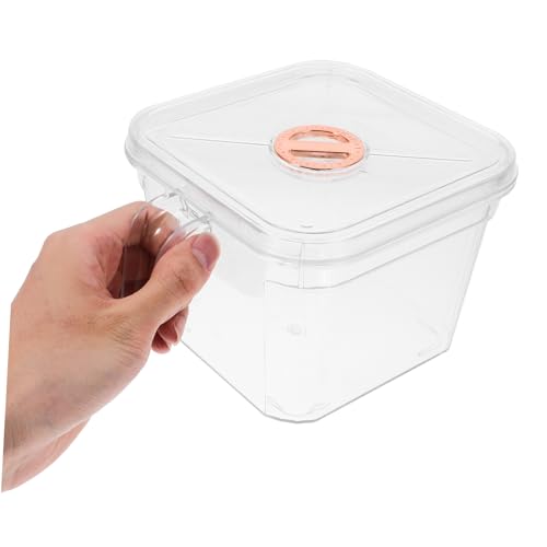 HANABASS Small Transparent Fish Bowl Lid and Handle Square Aquarium for Decor for and Betta Fish