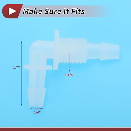1 Set Aquarium Plastic Hose Barb Fitting 1/4" Hose ID Elbow Connectors Aquarium Tank Air Pump Hose Joints Clear PP - size: 1/4"-G1/4
