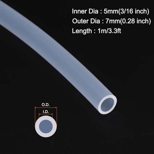 MECCANIXITY 3.3ft Clear Silicone Rubber Tubing 3/16" ID Plastic Tube Flexible Air Hose for Brewing, Wine Making, Pump Siphon, 5mm x 7mm, with 2pcs Clamps - color: Clear, size: 5mm x 7mm