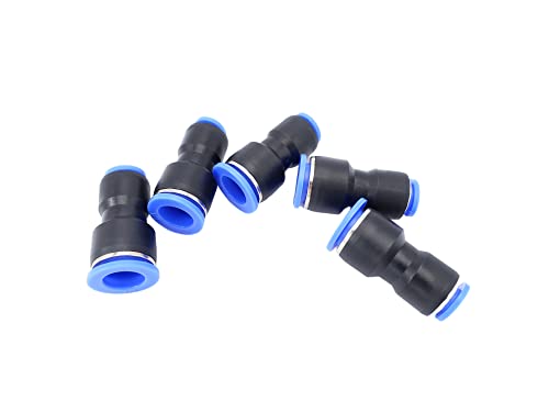 Push to Connect Fitting 1/2" Tube OD x 5/16" Tube OD Reducer, Pneumatic Air Water Straight Union Two Way Connector/Coupler (Pack of 5) - size: 1/2 inch - 5/16 inch