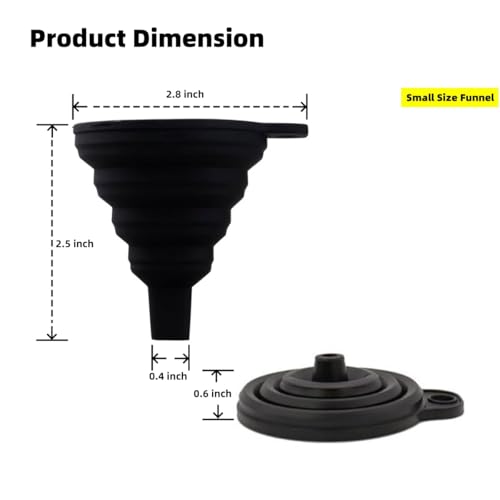 Silicone Collapsible Funnel for Kitchen Use, Food Grade Small Foldable Funnel for Liquid Transfer, Oil Change, Cooking, Water, Powder, Juice, Drink & Filling Bottles, White - color: White