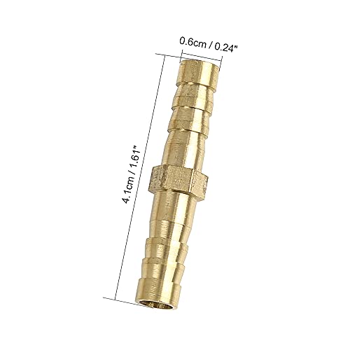 X AUTOHAUX 6mm Brass Barb Hose Fitting Straight Union Connector for Air Water Gas Oil 5pcs - size: 6mm