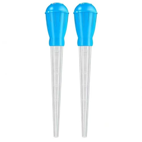 2Pcs Extra Long Turkey Baster for Aquarium, 50ml Aquarium Water Changer Siphon for Fish Tank Cleaning, Waste Remover for Aquarium, (Blue-17.7IN)