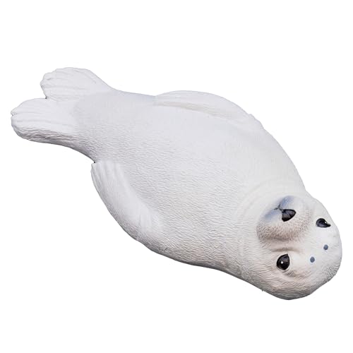 1 Piece Resin Floating Seal Statue, Simulated Realistic Animal Sculpture Figurine, Floating Sea Lion Ornament for Pool, Pond, Aquarium, Fish Tank & Home Garden Decoration - color: White