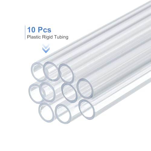 uxcell 10 Pcs Clear Plastic Rigid Tubing 4.5mm ID x 6mm OD, 0.5 Meters Length Round Polycarbonate Tubing for Aquarium Water Pipe, Water Cooling System, Plumbing - size: 4.5mm x 6mm