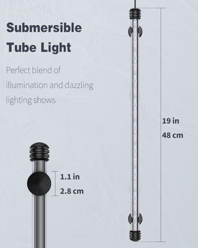 Pawfly 5.5 W Aquarium LED Light 19 Inch Underwater Fish Tank Light with Timer Auto On/Off Fish Tank Background Lights with 8 Lighting Modes Submersible Multi-Colored Tube Lights for Decoration - color: PRO (Timing Function), size: 19 Inch