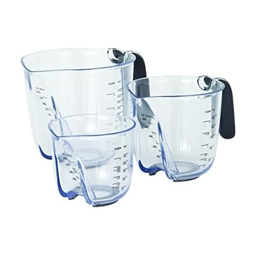 KitchenAid Universal Easy View Angled Measuring Cups, Set Of 3, Clear with Black Handles - color: Black, size: Set of 3, style: Angled