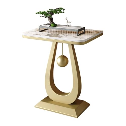 Modern Marble Console Table with Metal Frame, Minimalist Plant Stand, Living Room Display Shelf, Flower Pot Rack, Versatile Furniture for Home Décor - color: Gold-1, size: 40*30cm/15.7*11.8in