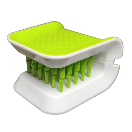Openable BladeBrush Knife and Cutlery Cleaner Brush, Silverware Scrubber, Bristle Scrub for Kitchen Washing, Non-Slip, U-Design,Green,Retractable (KCCB-O) (1)