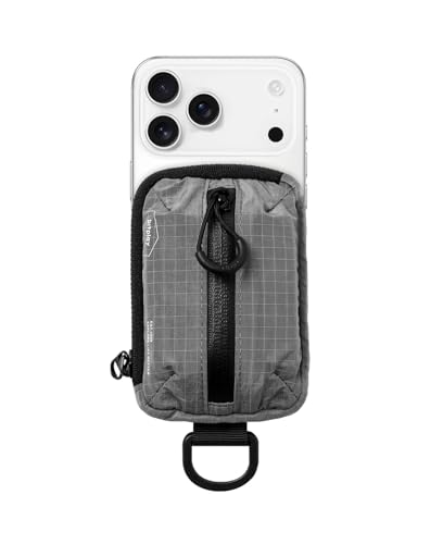 bitplay Magnetic Mini Pouch, Magsafe Compatible Phone Pouch, Tear Resistant Everyday Carry Card Holder, Key Slot with Water Repellent Zipper, Grey - color: Grey