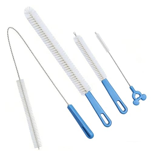 Flexible Drain Cleaning Brush Set, Long Pipe Cleaner for Kitchen Sink, Shower, Tub Hair Clogs, White, 4 Pack