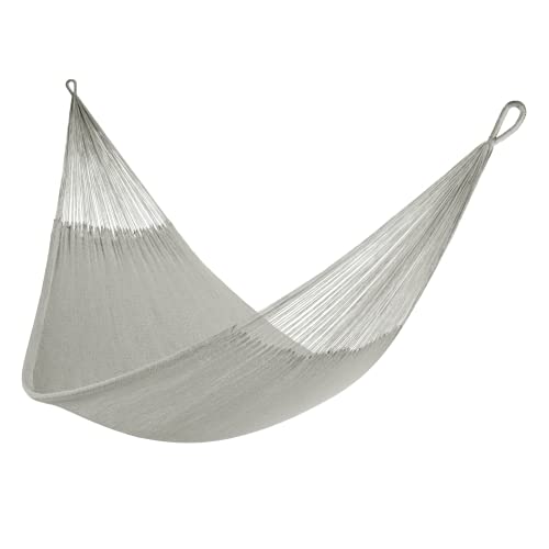 Handwoven Hammock by Yellow Leaf Hammocks - Family Size, Fits 2+ PPL, 550lb max - Weathersafe, Super Strong, Easy to Hang, Ultra Soft, Artisan Made - Color: Grey - color: Mendocino- Grey, size: Fits 1-2+ People (550 lb. Capacity)