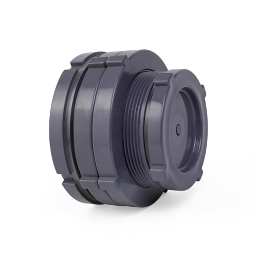 ChillWaves PVC Bulkhead Fitting 2-1/2" Double Thread Connector Adapter with Plugs for Water Tank, Aquariums, Rain barrels(1-PACK) - size: 2-1/2 INCH, style: Bulkhead Fitting + Plug