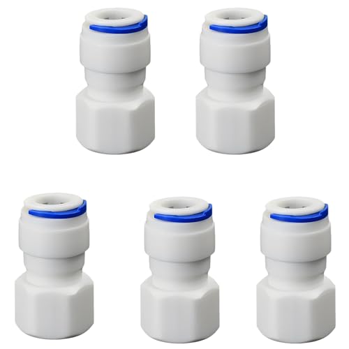 3/8" Female Thread Straight x 3/8" PE Hose OD Push-In Quick-Connect Fitting for RO Reverse Osmosis Water Filter Plastic Joint, Beverage Dispenser & Water Filtration/Purification Systems (5PCS) - style: 3/8" Female Thread to 3/8" Quick-Connect Straight