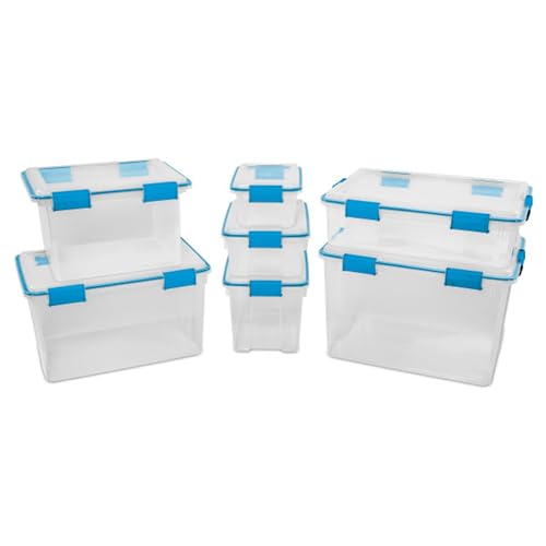Sterilite 4-Pack Gasket Box, Weather-Resistant Storage Bins with Latching Lids, 80 Quart - Heavy-Duty Organizing Containers for Closet, Bathroom, and Office - size: 80 Quart, style: 4 Pack