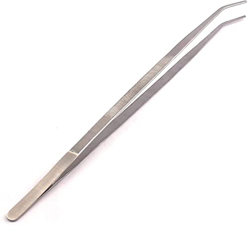 G.S (Huge Jumbo Aquarium Aqua Tweezers) Thumb Dressing Forceps Curved Serrated 24" Long