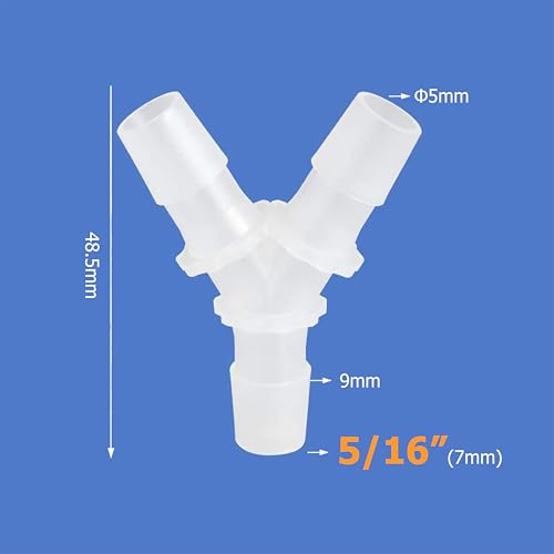 Quickun 5/16" Hose Barb Fitting Equal Barbed Y Shaped 3 Way Plastic Joint Splicer Mender Adapter Union for Air Line Tubing Pipe (Pack of 4) - size: 5/16"