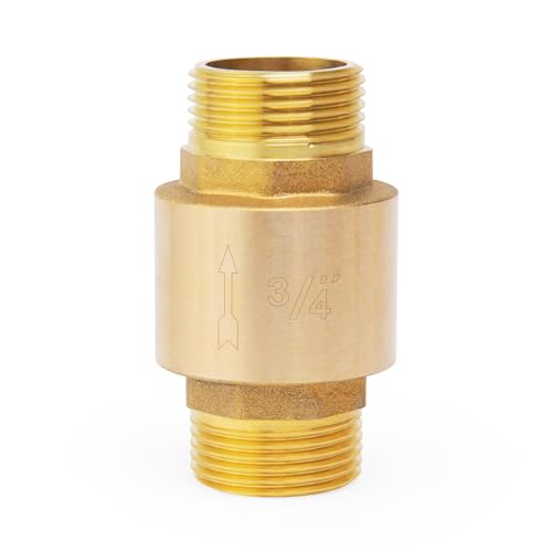 ChillWaves Brass In-Line Spring Check Valve DN20 3/4" Male Thread, One-Way Non-return Vertical Check Valve for Backflow Prevention(1-PACK) - size: 3/4" Male x 3/4" Male(DN20), style: PACK OF 1