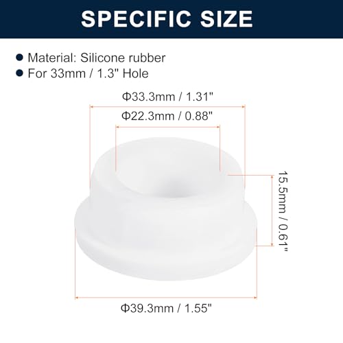 uxcell 4Pcs White Plug Holes, Waterproof Rubber Button Plug for 33mm / 1.3" Hole - size: 33mm