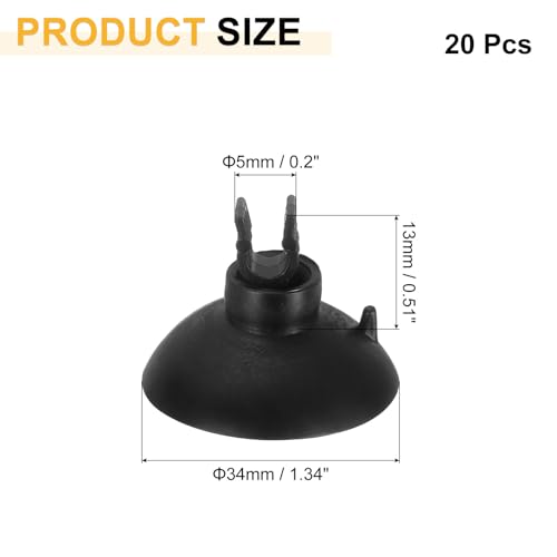 uxcell 20Pcs Aquarium Suction Cup Clips, 5mm Airline Tube Holders Clamps Cup Holder Sucker Tube Sucker for ID Airline Tubing Fish Tank, Black