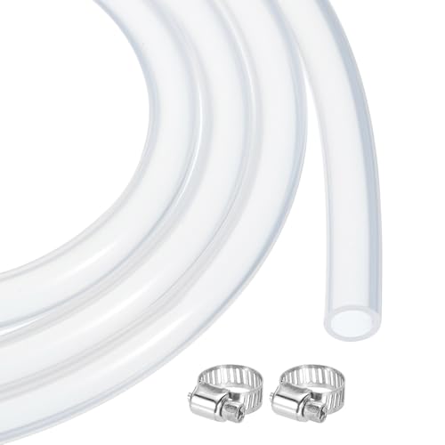MECCANIXITY 3.3ft Clear Silicone Rubber Tubing 3/16" ID Plastic Tube Flexible Air Hose for Brewing, Wine Making, Pump Siphon, 5mm x 7mm, with 2pcs Clamps - color: Clear, size: 5mm x 7mm