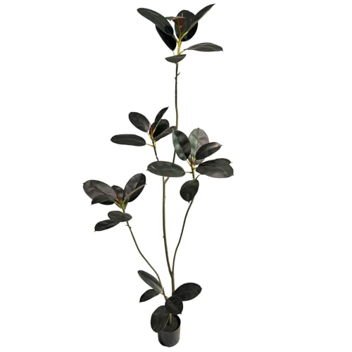Artificial Rubber Tree,6ft Tall Fake Plants Artificial Rubber Plants for Indoor, Fake Trees for Office Home Living Room Floor Patio Greening Porch Decor。