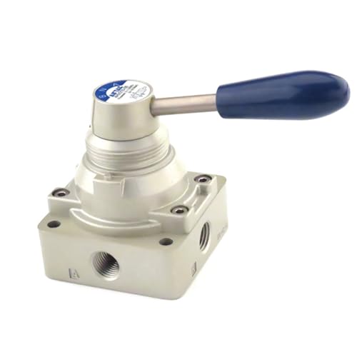 Hand Lever Valve AirTAC 4HV330-10 3/8" PT 4/3 Way Pneumatic Air 3 Position 4 Way Rotary Manual Control Direct Acting Type 0-145 PSI - size: 3/8''PT, style: 4/3 Way
