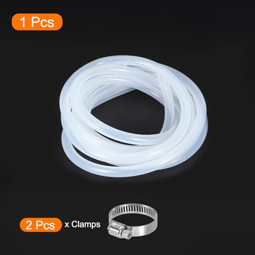 MECCANIXITY 3.3ft Clear Silicone Rubber Tubing 3/8" OD Plastic Tube Flexible Air Hose for Brewing, Wine Making, Pump Siphon, 7mm x 10mm, with 2pcs Clamps - color: Clear, size: 7mm x 10mm