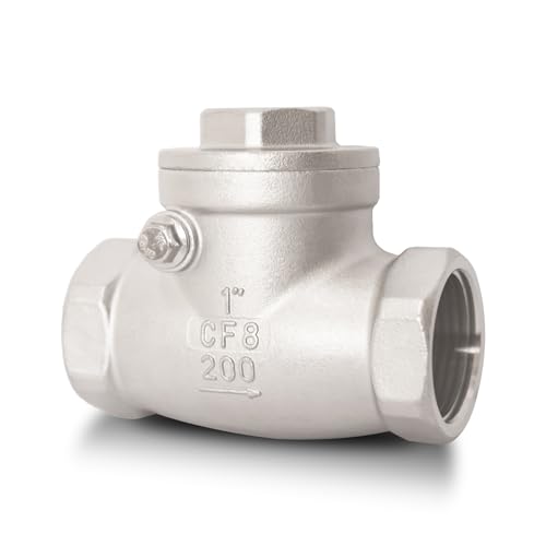 1" NPT Horizontal Check Valve, Stainless Steel Non Return Swing Check Valve, Level One Way Counterflow Valve to Prevent the Medium Backflow for Oil Water Gas Air（1", DN25） - size: 1"-NPT