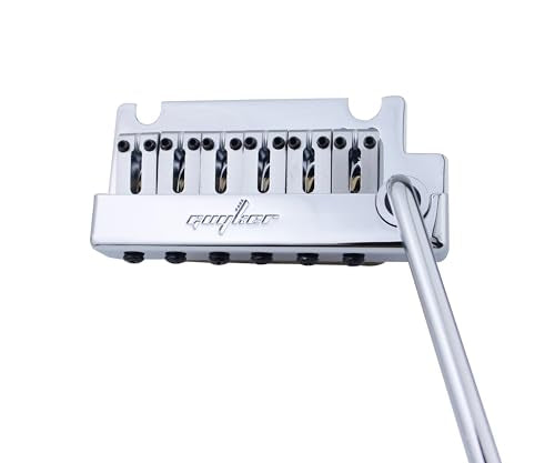 Guyker Guitar Tremolo Bridge String Spacing 10.8MM with Brass Saddle and Brass Block & Bridge Stud, Spring and Claw, Pop-In Vibrato Bar, Complete Install Kit, GG1009 Chrome - color: Chrome, String Space 10.8mm
