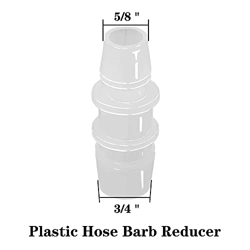 3/4" to 5/8" Hose Barb Reducer Pipe Fittings Adapter, Plastic Joint connector Splicer Mender for Aquarium Household Transport Fuel Gas Liquid Air (Pack of 4) - size: 3/4"-5/8"