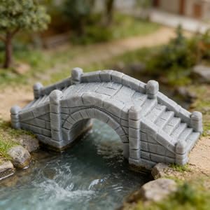 Miniature Retro Stone Bridge Figurine - 1:12 Scale Dollhouse Accessories for Micro Landscape - Realistic Arch Bridge for Zen Garden & Aquarium Decor - 3D Printed Desktop Model
