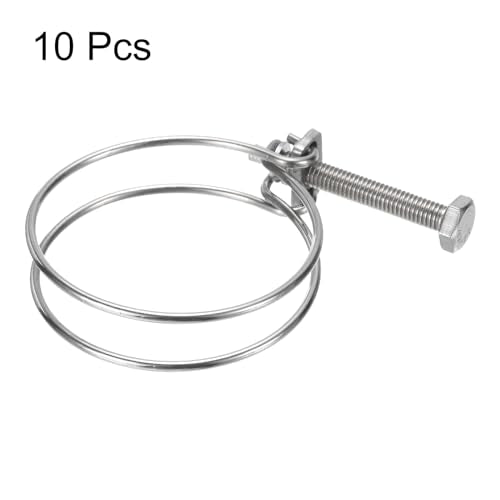 uxcell 10Pcs Double Wire Hose Clamp, 70-76mm Adjustable Stainless Steel Wire Hose Clips with M8 Bolt for Dust Collection Hose, Pump Hose Pipe - size: 70-76mm