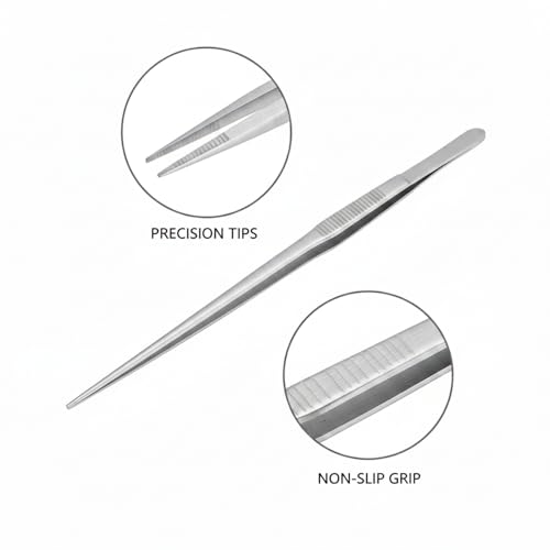 Aquarium Aquascaping Tweezer, Stainless Steel Straight Head Tool for Plant Trimming and Substrate Arrangement in Freshwater Tanks, 10.6 Inch (1 PC)