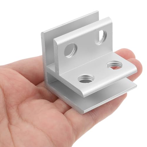 PRETYZOOM Glass Shelf Brackets and 90 Degree Aluminium Alloy Glass Clamps for 5-8mm Thickness, Silver Corner Mounting Clips for Aquarium, Mirror, and Reptile Tank Lid Support