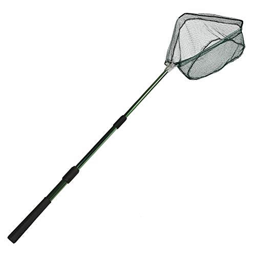 RESTCLOUD Fishing Landing Net with Telescoping Pole Handle, Fishing net Freshwater for Kids Men Women, Extend to 40-63 Inches - style: B: Strong Aluminum Handle, 45" Full