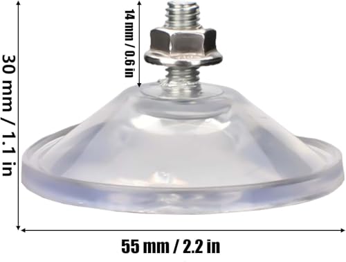 AccEncyc 6 Pcs Strong Thickened Sucker Suction Cup Clear PVC Sucker Pads with M6 x 14 Thread Screw Extra Strong Adhesive Glass Suction Holder - color: Transparent