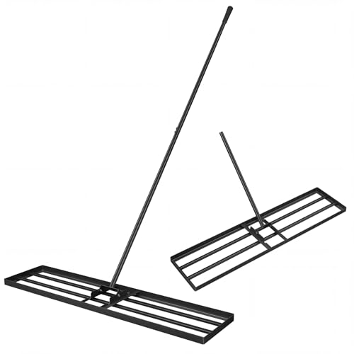 Goplus Lawn Leveling Rake, 42" x 10" Heavy Duty Level Lawn Tool w/ Ergonomic Handle for Soil, Effort-Saving Landscape Rake for Garden, Backyard, Golf Course, Farm, Pasture, Black - style: 42" x 10", Black