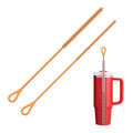 YOTIME Silicone Straw Cleaner Brush, 2Pcs Reusable Straw Brush Extra Long for Cleaning Tumbler with Handle and Glass Metal Smoothie Straws, Non-slip Handle Soft and Bendable, 6mm+9mm, Orange - color: Orange