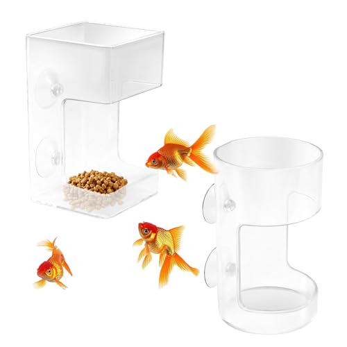 2 Pcs Fish Tank Feeding Tray with Suction Cup,Fish Feeding Tube,Automatic,Food Feeder,Feeder Automatic Dispenser for All Kinds of Food Tanks Bowls Accessories