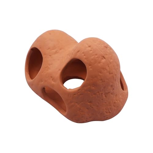 Saim Ceramic Aquarium Cave for Betta, Shrimp & Pleco - Fish Tank Decorations for Hiding and Breeding, Hideout with Filtration Function- Natural Color