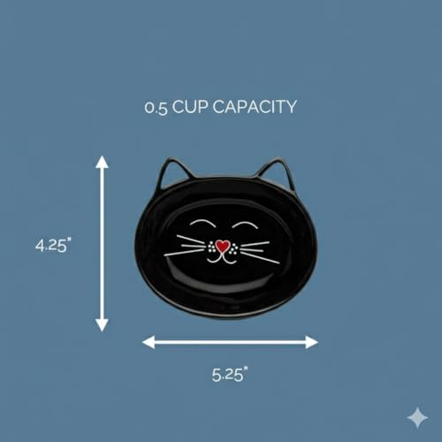 Park Life Designs Oscar Cat Dish - Feeding Bowls - Cat Shaped Food and Water Bowls for Cats (Red) - color: Red