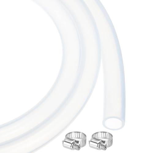 MECCANIXITY 3.3ft Clear Silicone Rubber Tubing 3/8" ID Plastic Tube Flexible Air Hose for Brewing, Wine Making, Pump Siphon, 10mm x 14mm, with 2pcs Clamps - color: Clear, size: 10mm x 14mm