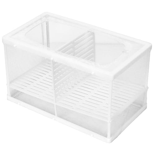 Aquarium Breeder Box with Suction Cups | Detachable Fish Hatchery & Isolation Enclosure | Multi - Functional Incubator for Fry/Unwell Fish/Shrimp | Secure Plastic & Mesh Design (Large with - size: Large with partition