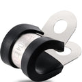 OURU 100PCS Cable Clamps 3/8 Inch 304 Stainless Steel Cable Clamps Rubber Coated Cushioned Insulated Cable Clamp,Automotive Wire Clamps,Pipe Clamps,Metal Clamp for Tube,Wire Cord Installation(10mm) - size: 100 PCS - 3/8 Inch