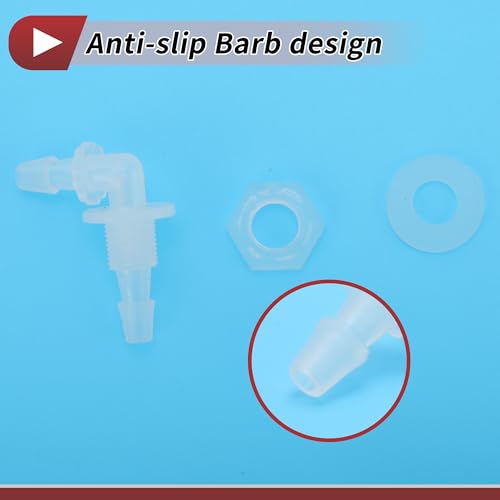 1 Set Aquarium Plastic Hose Barb Fitting 3/16" Hose 90 Degree Elbow Connectors Aquarium Tank Air Pump Clear PP - size: 3/16"-G1/8
