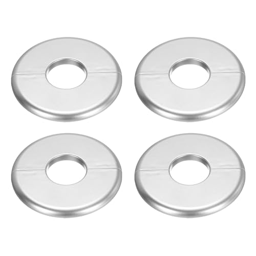 uxcell 4pcs Wall Split Flange 95mm / 3.7" OD Escutcheon Plate ABS Round Self-Adhesive Plumbing Cover Plates for 33mm / 1.3" Dia Water Pipe Faucet Decoration Accessories, Silver - color: Silver, size: 33mm