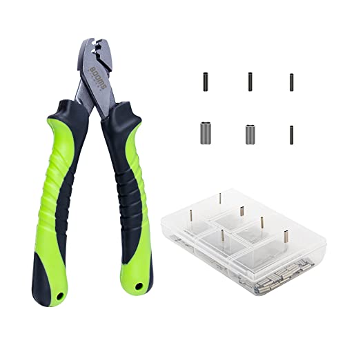 Booms Fishing CP2 Fishing Crimping Tool for Single-Barrel Sleeves, with 300pcs Sleeves, Green - style: Green Crimping Pliers with 300pcs Sleeves