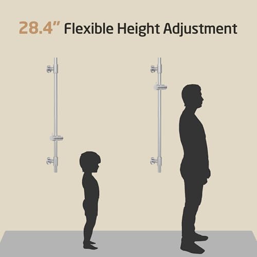 KES 30-Inch Shower Slide Bar with Adjustable Handheld Shower Head Holder, Reuse Existing Holes, SUS304 Brushed Stainless Steel Wall Mount for Bathroom, Drilling Required, F209S78-BS - color: Brushed Finish, style: 30.7-Inch+Drill Mounted